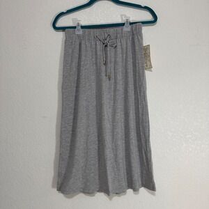 French Laundry Grey Ribbed Knit Midi Skirt Casual Comfort Size Small‎